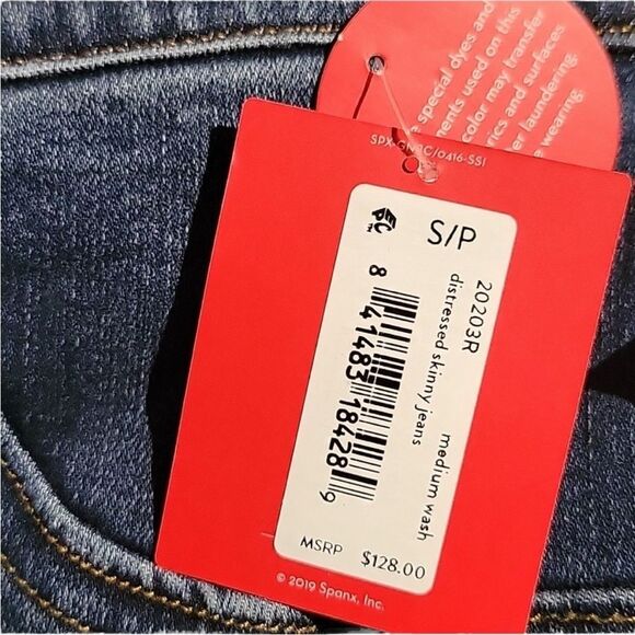 SPANX Distressed Skinny Jeans Pull on 20203R Medium Wash NEW NWT Small - Picture 9 of 9